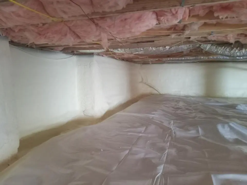 Crawl space encapsulation with closed-cell spray foam for Metal Roof Coating in Hartselle